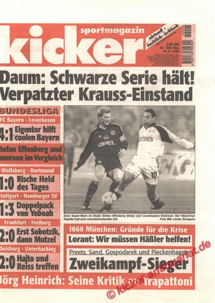 Kicker Sportmagazin Nr. 13, 10.2.1999 bis 16.2.1999