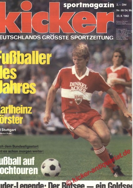 Kicker Sportmagazin Nr. 68, 23.8.1982 bis 29.8.1982