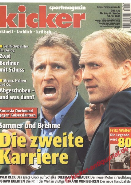 Kicker Sportmagazin Nr. 88, 30.10.2000 bis 5.11.2000