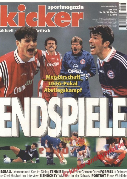 ENDSPIELE: Meisterschaft, UEFA Cup, Abstiegskampf. Lothar Matthäus, Kahn, Marschall.