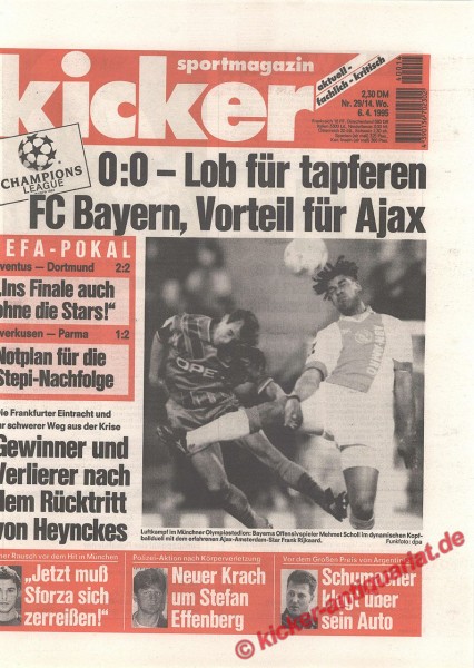 Kicker Sportmagazin Nr. 29, 6.4.1995 bis 12.4.1995