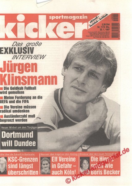 Kicker Sportmagazin Nr. 11, 30.1.1997 bis 5.2.1997