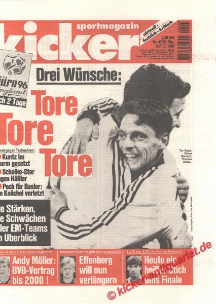 Kicker Sportmagazin Nr. 47, 6.6.1996 bis 12.6.1996