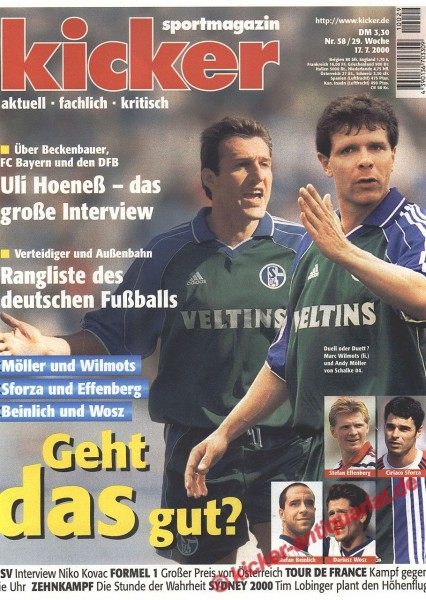 Kicker Sportmagazin Nr. 58, 17.7.2000 bis 23.7.2000