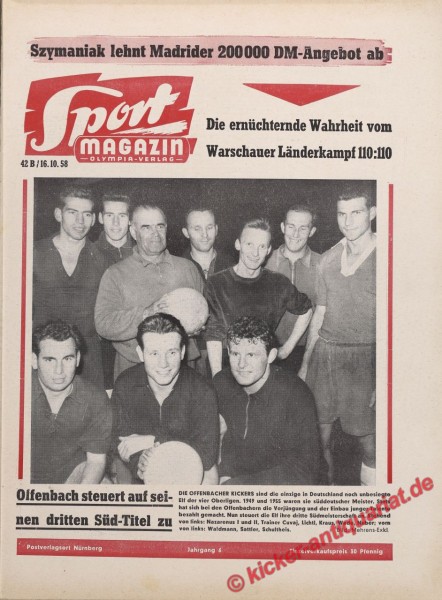 Sportmagazin Nr. 42B, 16.10.1958 bis 22.10.1958