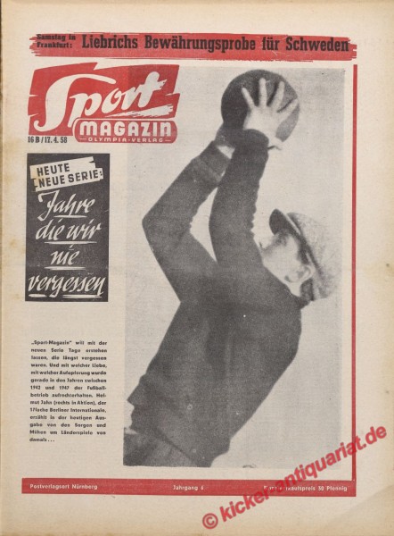 Sportmagazin Nr. 16B, 17.4.1958 bis 23.4.1958