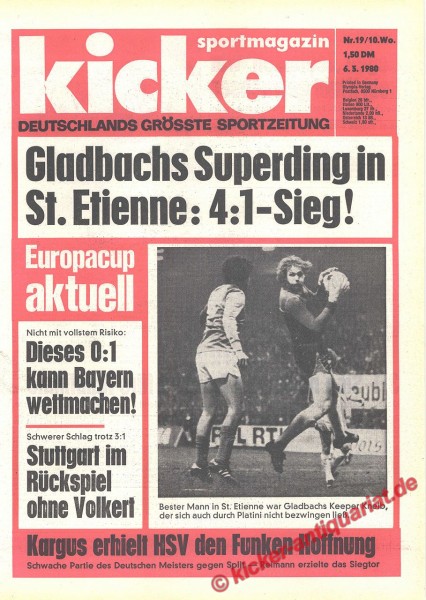 Kicker Sportmagazin Nr. 19, 6.3.1980 bis 12.3.1980