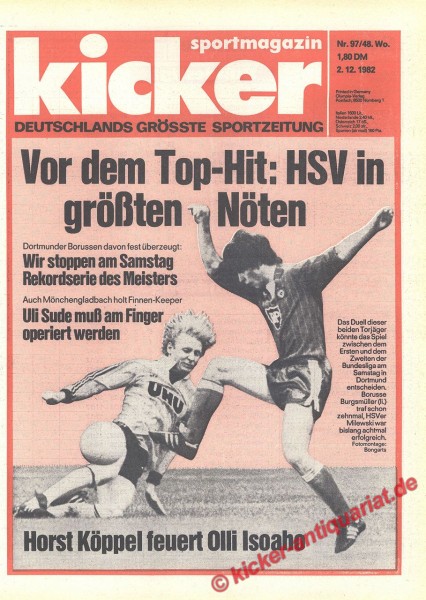 Kicker Sportmagazin Nr. 97, 2.12.1982 bis 8.12.1982