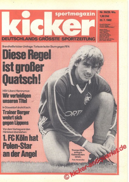 Kicker Sportmagazin Nr. 59, 22.7.1982 bis 28.7.1982