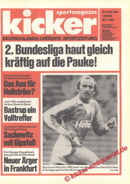 Kicker Sportmagazin Nr. 61, 30.7.1981 bis 5.8.1981