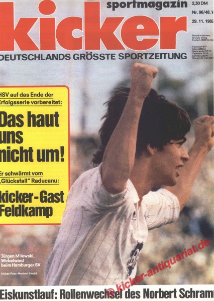 Kicker Sportmagazin Nr. 96, 29.11.1982 bis 5.12.1982