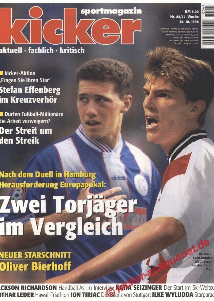 Kicker Sportmagazin Nr. 88, 28.10.1996 bis 3.11.1996