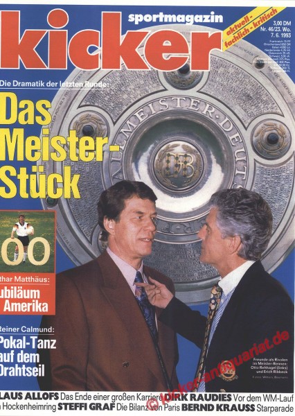 Deutscher Meister 1993 Werder Bremen! Freunde als Rivalen! Otto Rehagel und erich Ribbeck!