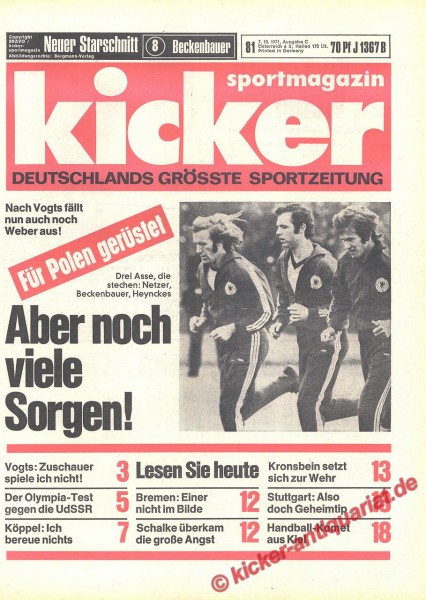 Kicker Sportmagazin Nr. 81, 7.10.1971 bis 13.10.1971