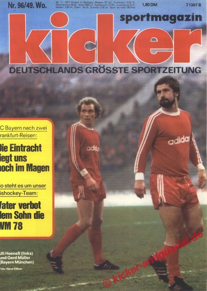 Kicker Sportmagazin Nr. 96, 28.11.1977 bis 4.12.1977