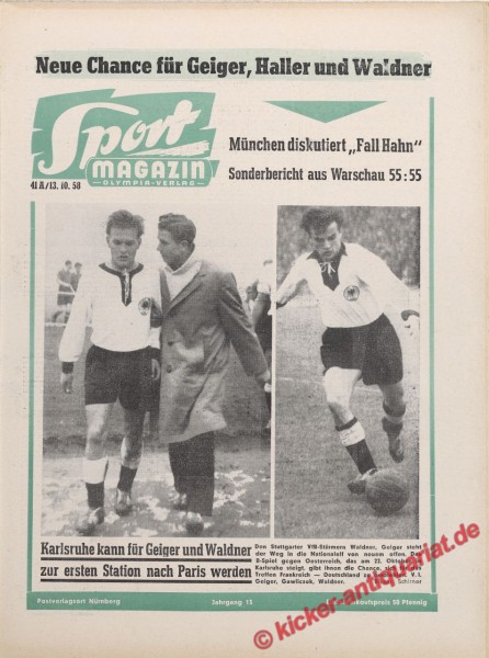 Sportmagazin Nr. 41A, 13.10.1958 bis 19.10.1958