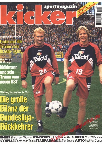 Kicker Sportmagazin Nr. 86, 24.10.1994 bis 30.10.1994