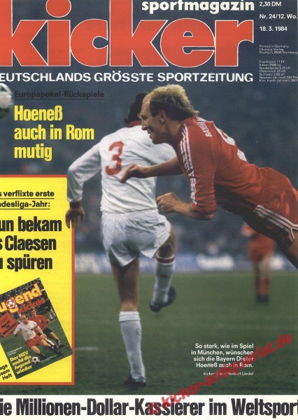 Kicker Sportmagazin Nr. 24, 18.3.1985 bis 24.3.1985