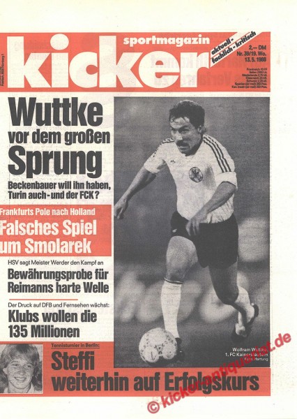 Kicker Sportmagazin Nr. 39, 13.5.1988 bis 19.5.1988