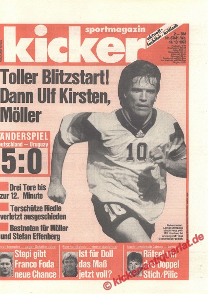 Kicker Sportmagazin Nr. 83, 14.10.1993 bis 20.10.1993