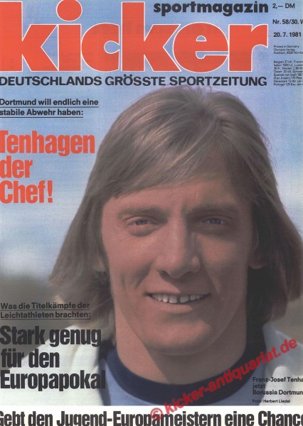 Kicker Sportmagazin Nr. 58, 20.7.1981 bis 26.7.1981