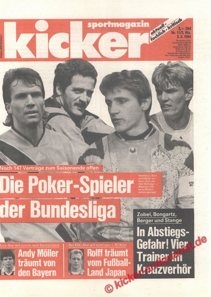 Kicker Sportmagazin Nr. 11, 3.2.1994 bis 9.2.1994