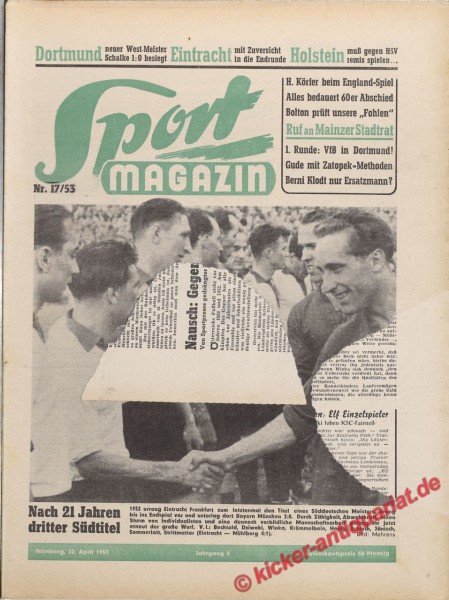 Sportmagazin Nr. 17A, 22.4.1953 bis 28.4.1953