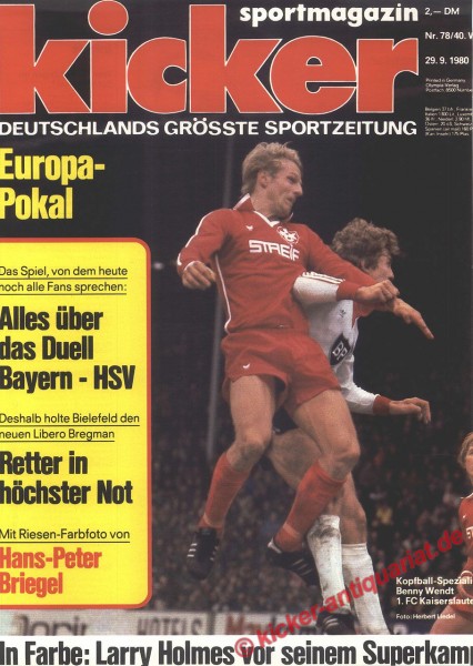 Kicker Sportmagazin Nr. 78, 29.9.1980 bis 5.10.1980