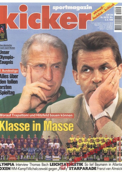 Kicker Sportmagazin Nr. 64, 5.8.1996 bis 11.8.1996