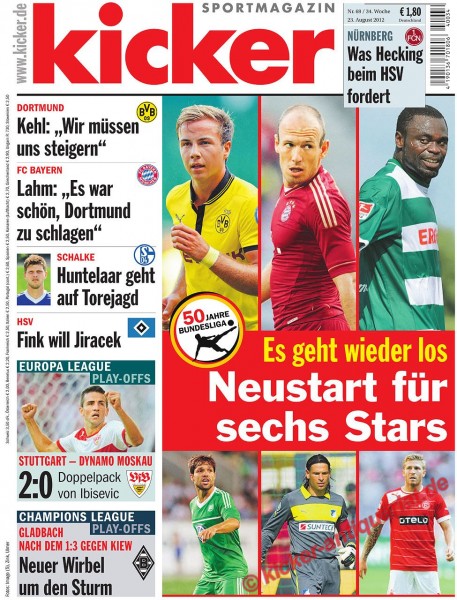 Kicker Sportmagazin Nr. 69, 23.8.2012 bis 29.8.2012