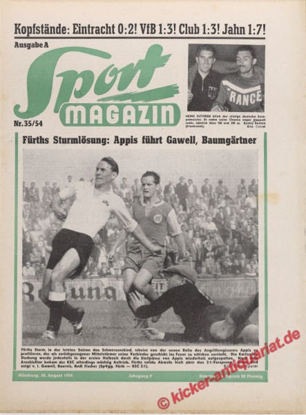 Sportmagazin Nr. 35A, 30.8.1954 bis 5.9.1954