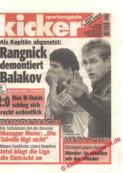 Kicker Sportmagazin Nr. 25, 23.3.2000 bis 29.3.2000