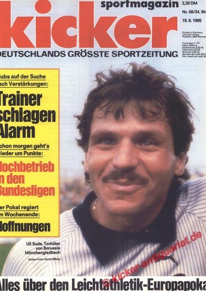 Kicker Sportmagazin Nr. 68, 19.8.1985 bis 25.8.1985