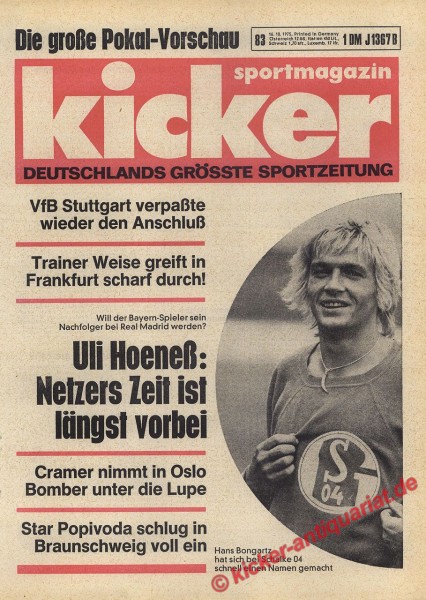 Kicker Sportmagazin Nr. 83, 16.10.1975 bis 22.10.1975