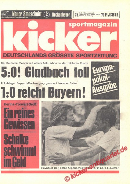 Kicker Sportmagazin Nr. 75, 16.9.1971 bis 22.9.1971