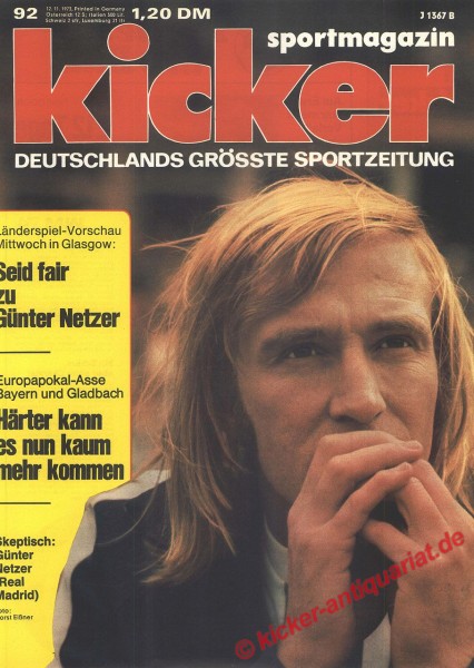 Kicker Sportmagazin Nr. 92, 12.11.1973 bis 18.11.1973