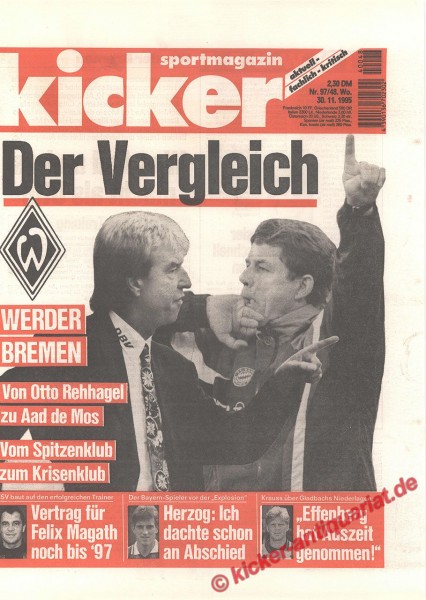 Kicker Sportmagazin Nr. 97, 30.11.1995 bis 6.12.1995