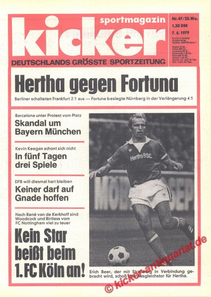 Kicker Sportmagazin Nr. 47, 7.6.1979 bis 13.6.1979