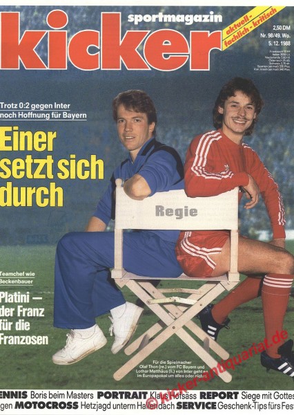 Kicker Sportmagazin Nr. 98, 5.12.1988 bis 11.12.1988