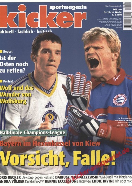 Kicker Sportmagazin Nr. 28, 6.4.1999 bis 12.4.1999