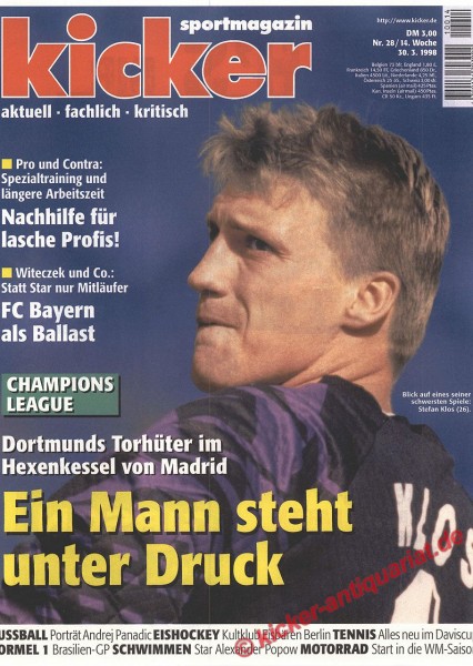 Kicker Sportmagazin Nr. 28, 30.3.1998 bis 5.4.1998