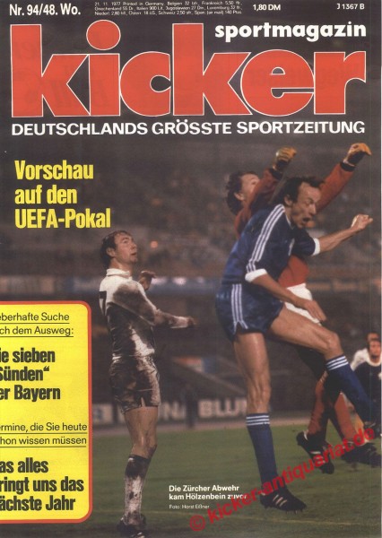 Kicker Sportmagazin Nr. 94, 21.11.1977 bis 27.11.1977