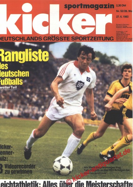 Kicker Sportmagazin Nr. 52, 27.6.1983 bis 3.7.1983