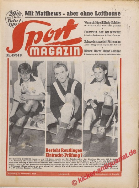 Sportmagazin Nr. 45B, 11.11.1954 bis 17.11.1954