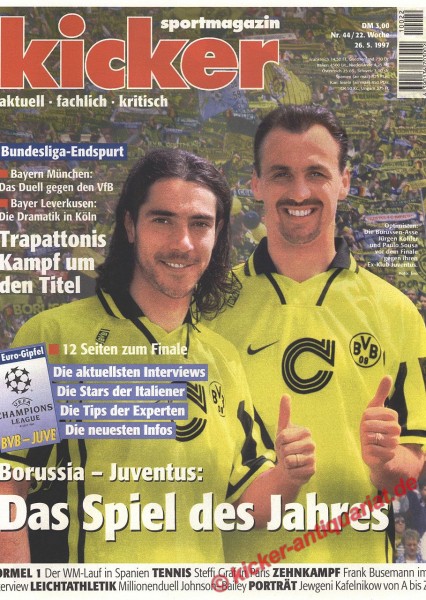 DAS SPIEL DES JAHRES: BORUSSIA DORTMUND _ JUVENTUS TURIN: JÜRGEN KOHLER UND PAULO SOUSA