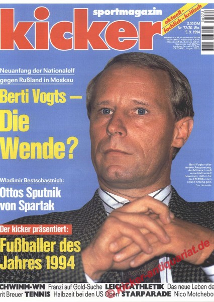 Kicker Sportmagazin Nr. 72, 5.9.1994 bis 11.9.1994