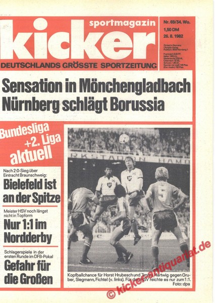 Kicker Sportmagazin Nr. 69, 26.8.1982 bis 1.9.1982