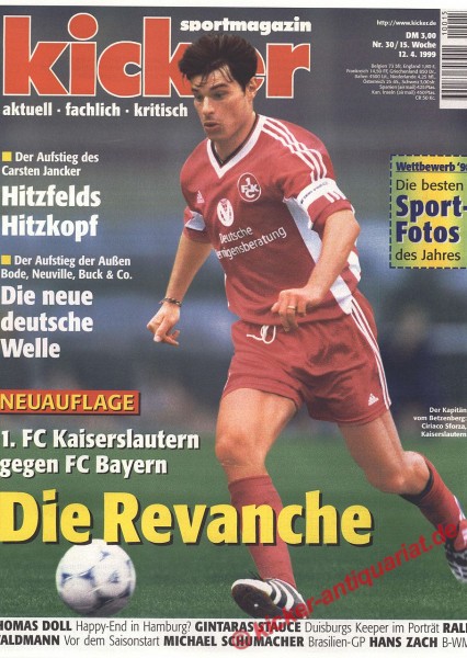 Kicker Sportmagazin Nr. 30, 12.4.1999 bis 18.4.1999