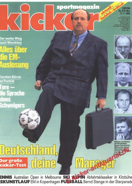 Männer und Macher der Bundesliga: Reiner Calmund, Willi Lemke, Bernd Hölzenbein, Uli Hoeneß, Rainer Geye). Der GROSSE KICKER TEST: Deutschland deine Manager!