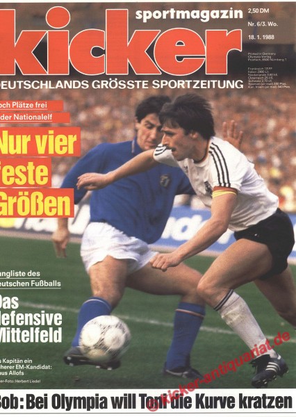 Kicker Sportmagazin Nr. 6, 18.1.1988 bis 24.1.1988